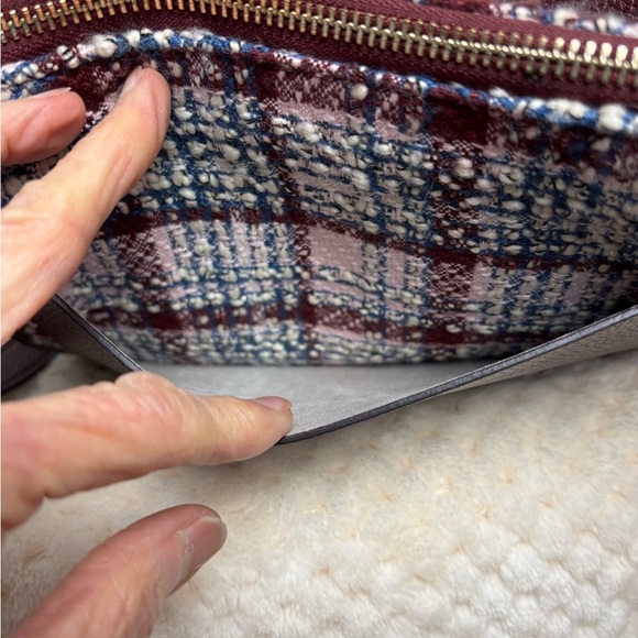 Kate Spade Stylish Plaid Shoulder Bag - Burgundy and White - Picture 12 of 15